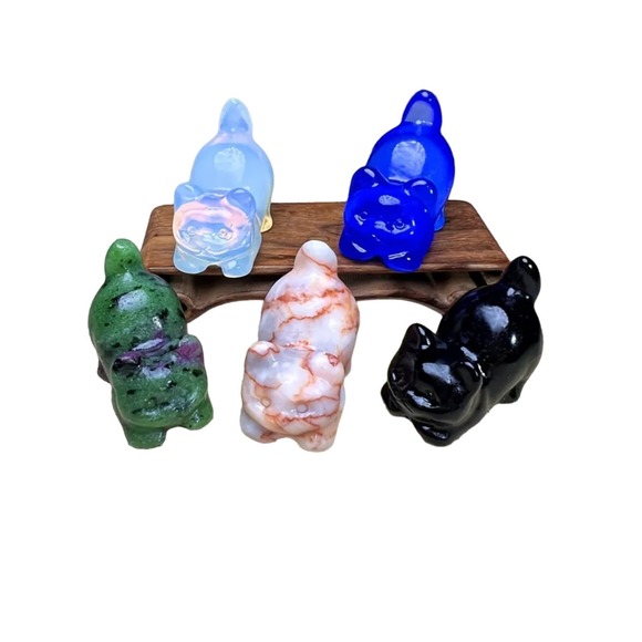 New! Natural Carved Cat Netstone Jasper Healing Stone - Picture 2 of 3